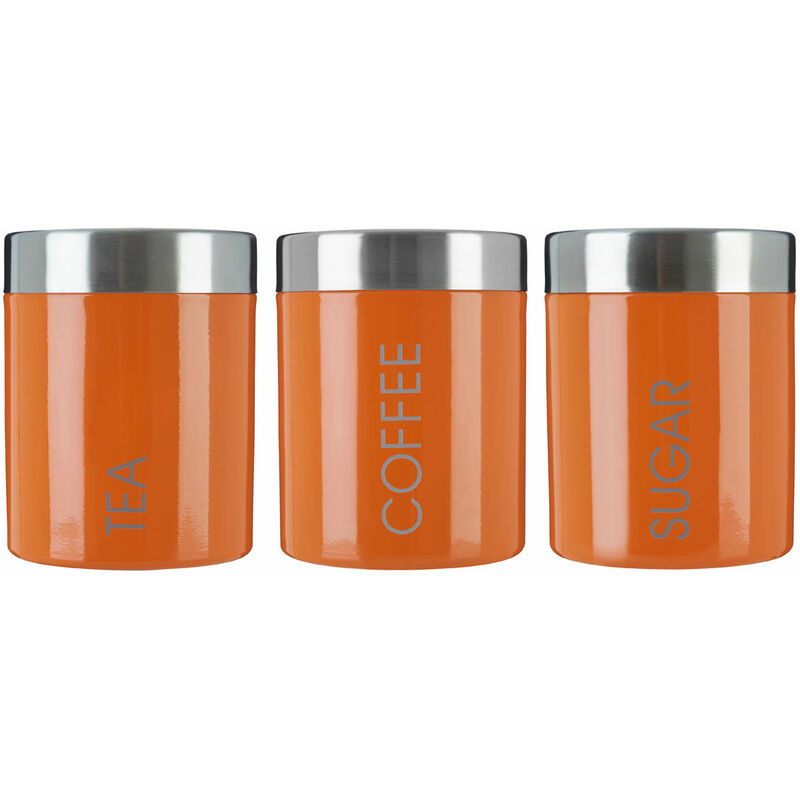 Premier Housewares - Orange Enamel Tea Coffee & Sugar Set