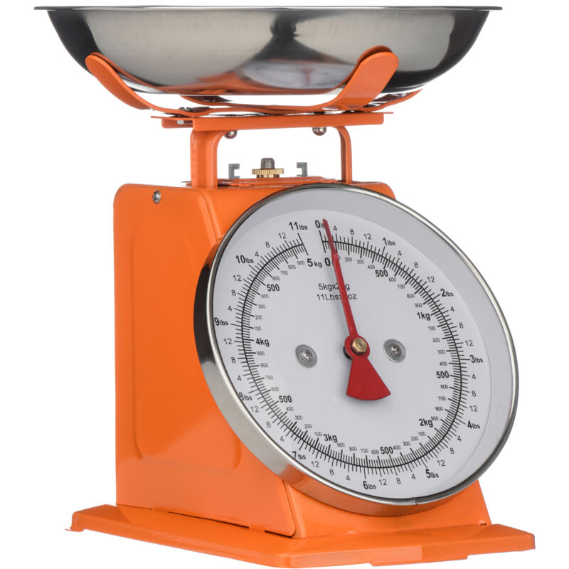Interiors By Premier Retro Style 5Kg Orange Kitchen Scale, Premium Kitchen Scale, Iron Steel Constructed Analogue Baking Scale