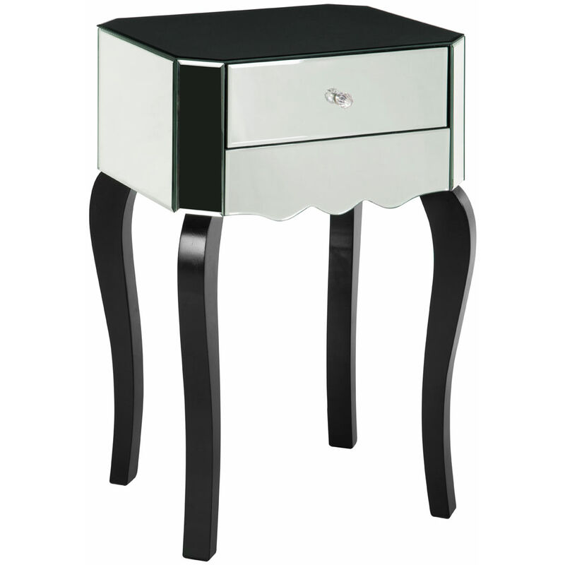 Orchid 1 Drawer Mirrored Glass Side Table - Premier Housewares