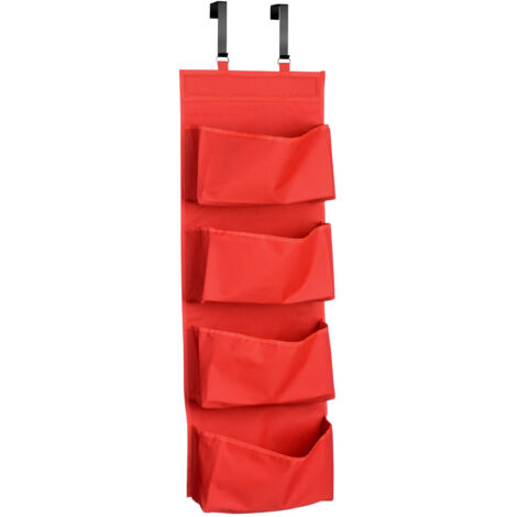 Premier Housewares Over Door Red 4 Tier Hanging Organiser