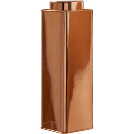 Premier Housewares Pasta Canister Stainless Steel Storage Containers For Kitchen Store All Types Pastas / Other Ingredients Copper Finish Canisters / Containers With Lid 10 x 30 x 10