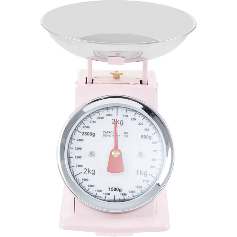 Maison By Premier Retro Style Kitchen Scale, Pastel Pink, 3Kg, Pink