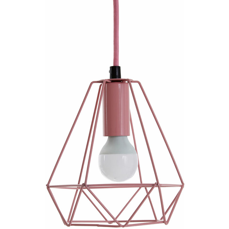Pastel Pink Metal Wire Pendant Light White Modern Ceiling Light Chandelier 16 x 16 x 115 - Premier Housewares