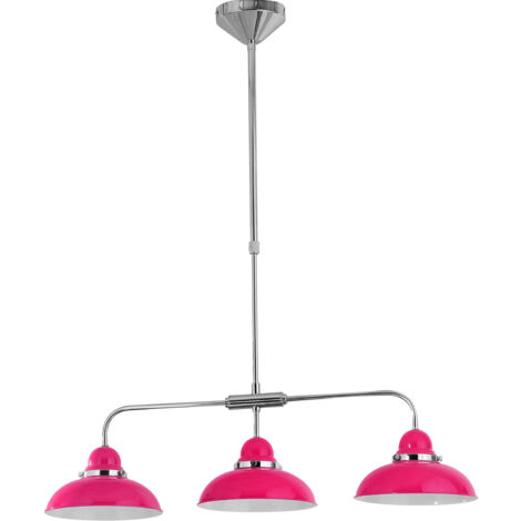 Premier Housewares Pendant Hot Pink and Chrome 3 Light Pendant