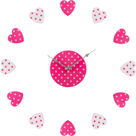 Premier Housewares Pink and White Heart Plastic DIY Wall Clock