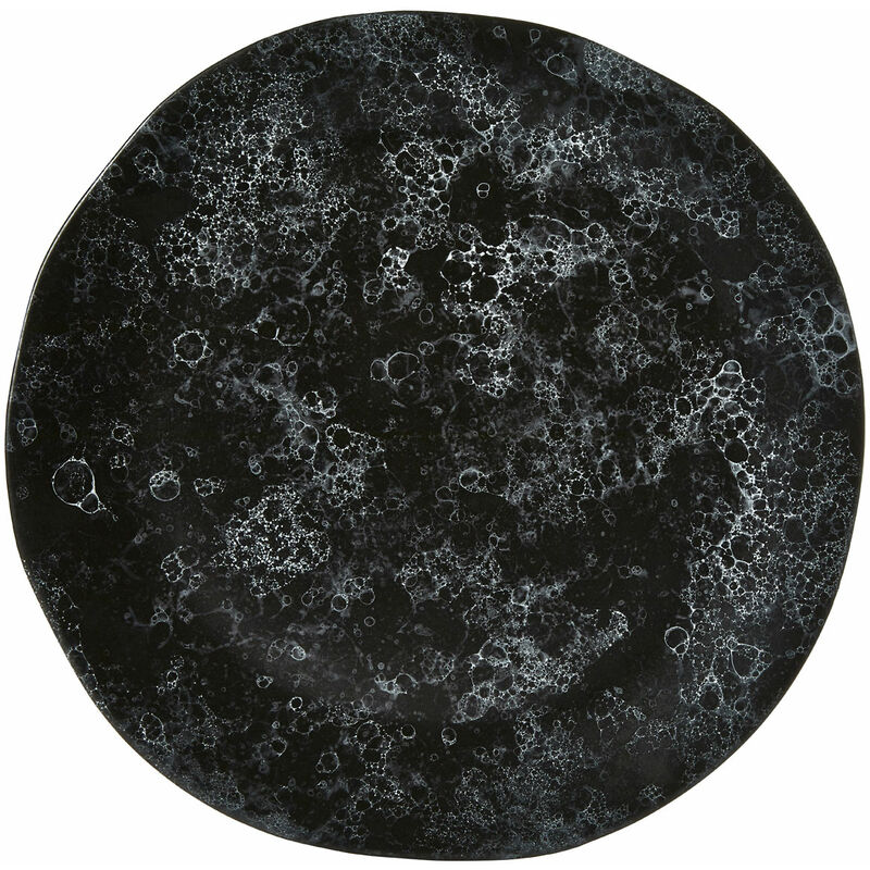 Premier Housewares Pizza Plate Black Stoneware Round Board / Boards Pizza Plate For Oven / Serving With Shallow Centre And Marble Design 34 x 2 x 34