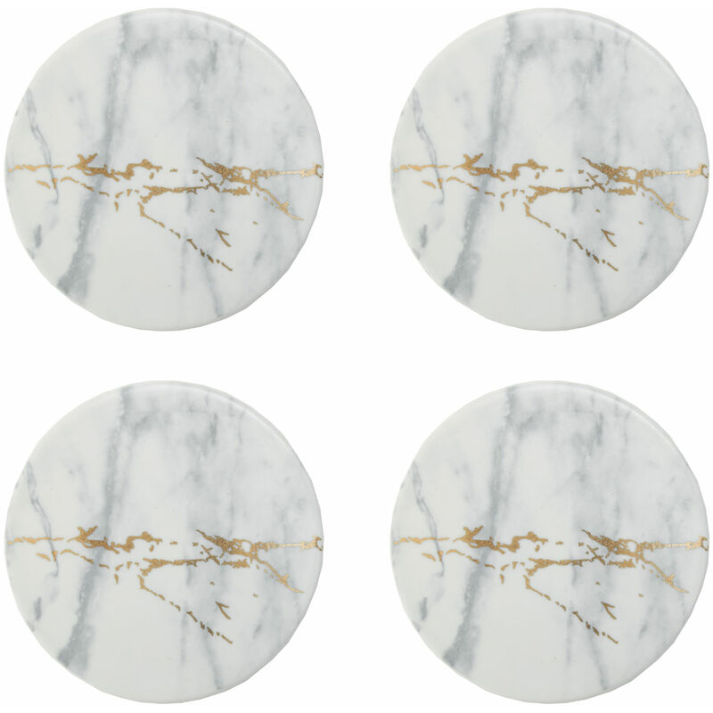 Premier Housewares Placemats and Coaster Marble Effect Table Mats And Coasters Set Of 4 Practical White and Grey Coasters Stylish Coasters 11 x 1 x 11