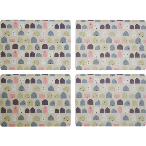 Premier Housewares Placemats And Coaster Multicolored Printed Sets 4 Table Mats And Coasters Set Contemporary Coasters Durable Printed Coasters Set Of 4 w29 x d22 x h1cm