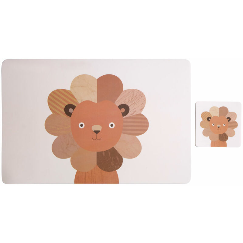 Placemats And Coaster Rectangle lion Sets 2 Leather Table Mats And Coasters Set Contemporary Safari Coasters Durable Printed Coasters Set Of 2 w44 x