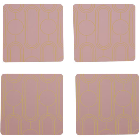 Premier Housewares Placemats And Coaster Square Sets 4 Pink Patterned Table Mats And Coasters Set Contemporary Coasters Durable Textured Coasters  w11 x d11 x h1cm