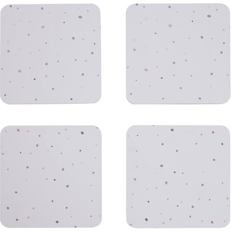 Premier Housewares Placemats And Coaster Square Sets 4 White Dotted Table Mats And Coasters Set Contemporary Black And White Coasters Durable Textured Coasters  w11 x d11 x h1cm