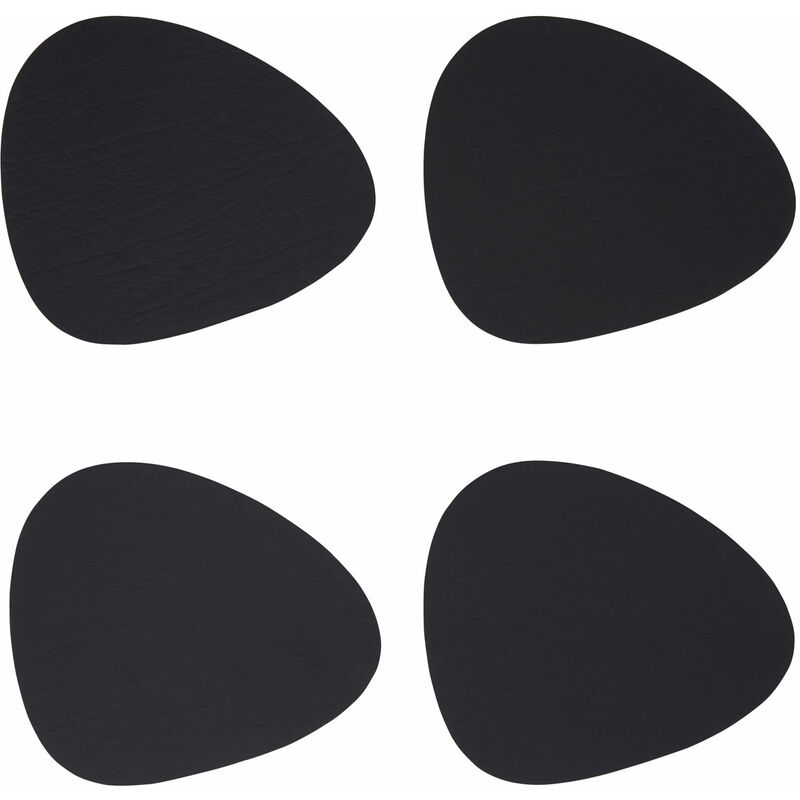 Placemats Black Pebble Place mats Mat Leather Table Mats Set Of 4 w12 x d11 x h1cm - Premier Housewares