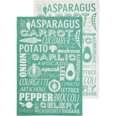 Premier Housewares Porter Green Tea Towels - Set of 2
