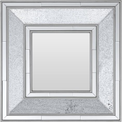 Premier Housewares Premier Housewares Black And Silver Wall Mirror For Garden And Bedroom Reflective Square Bathroom Mirrors Wall Mounted Contemporary Mosaic Design Hallway Walls Mirrors 78 x 6 x 78