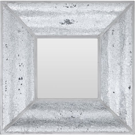 Premier Housewares Premier Housewares Silver Wall Mirror For Garden And Bedroom Reflective Square Bathroom Mirrors Wall Mounted Contemporary Mosaic Design Hallway Walls Mirrors   71 x 8 x 71