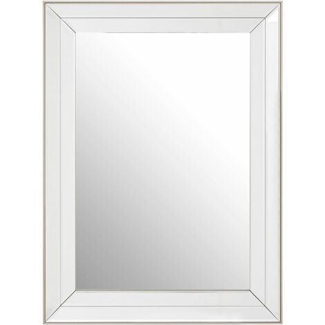 main image of "Premier Housewares Premier Housewares Silver Wall Mirror For Garden And Bedroom Reflective Square Bathroom Mirrors Wall Mounted Contemporary Mosaic Design Hallway Walls Mirrors w60 x d3 x h80cm"
