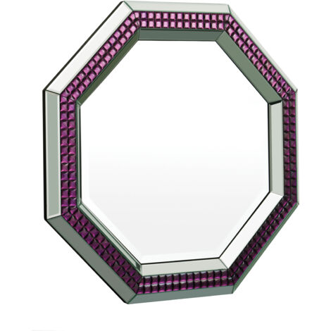 Premier Housewares Purple and Clear Mirrored Glass Octagonal Mirror