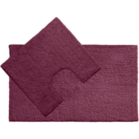 Premier Housewares Purple Cotton Bath Mat and Pedestal Set