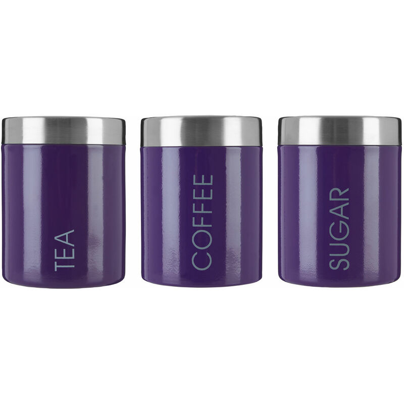 Premier Housewares - Purple Enamel Tea Coffee and Sugar Set