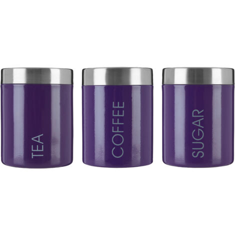 Premier Housewares Purple Enamel Tea Coffee and Sugar Set