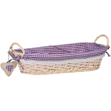 Premier Housewares Purple Gingham Lining Oblong Willow Basket