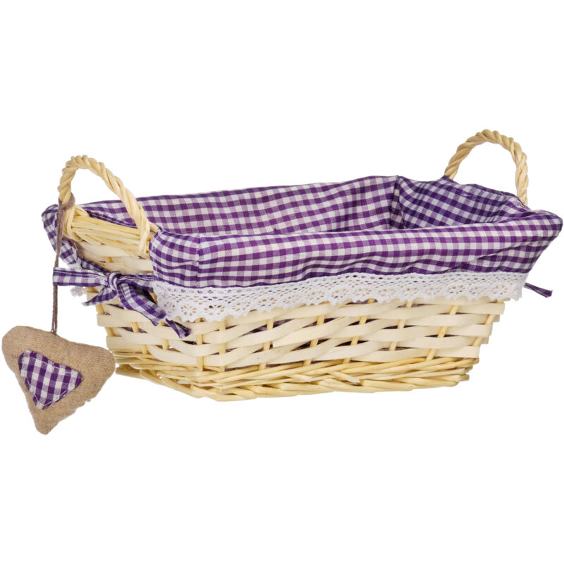 Premier Housewares - Purple Gingham Lining Rectangle Willow Basket