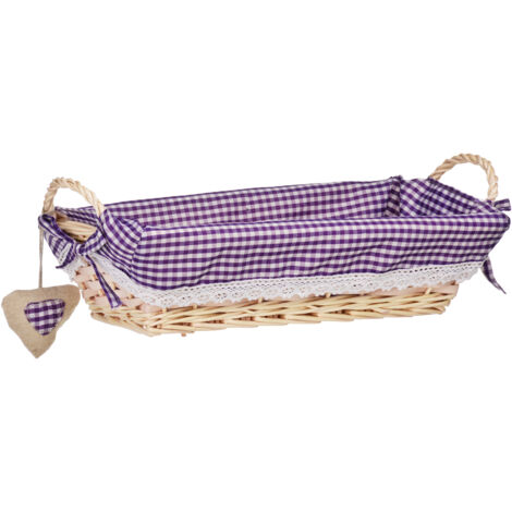 Premier Housewares Purple Gingham Lining Rectangle Willow Basket