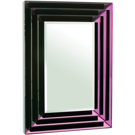 Premier Housewares Purple Mirrored Bevelled Frame Mirror