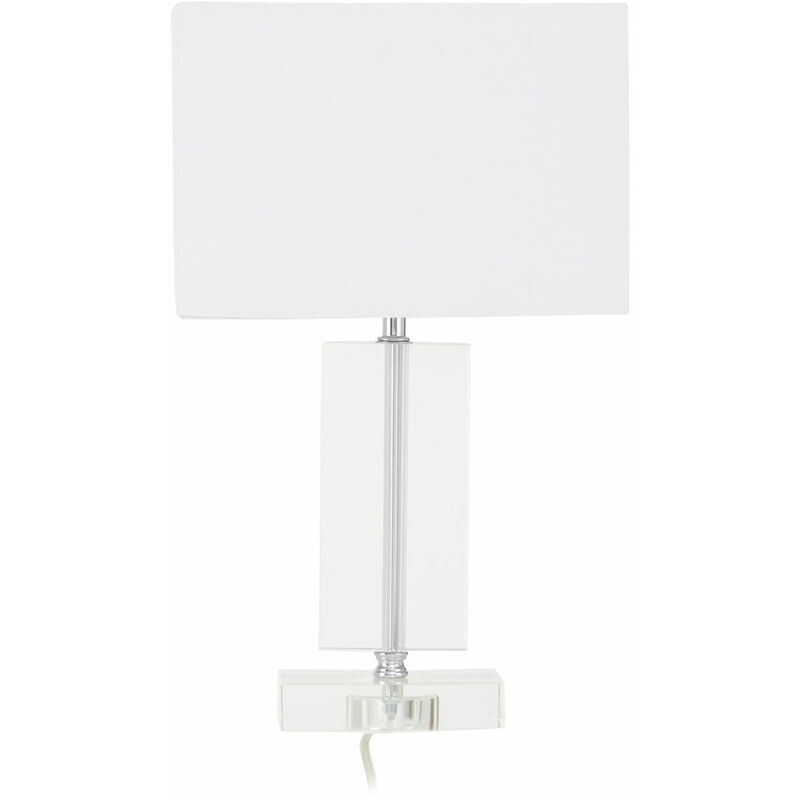 Image of Premier Housewares - Rectangular Table / Desk Lamp Reading Lamps With White Shade/ Chrome Finish Metal Stand/ Led Desk Lamp/ Study Lamp For Office /