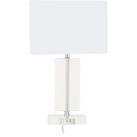 Premier Housewares Rectangular Table / Desk Lamp Reading Lamps With White Shade/ Chrome Finish Metal Stand/ Led Desk Lamp/ Study Lamp For Office / Bedroom / Living Room 16 x 40 x 24