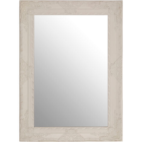 Premier Housewares Rectangular Wall Mirror/ Classic Mirrors For Bathroom / Bedroom / Garden Walls Fancy Wall Mounted Mirrors For Hallway With Elegant White Finish w82 x d4 x h112cm