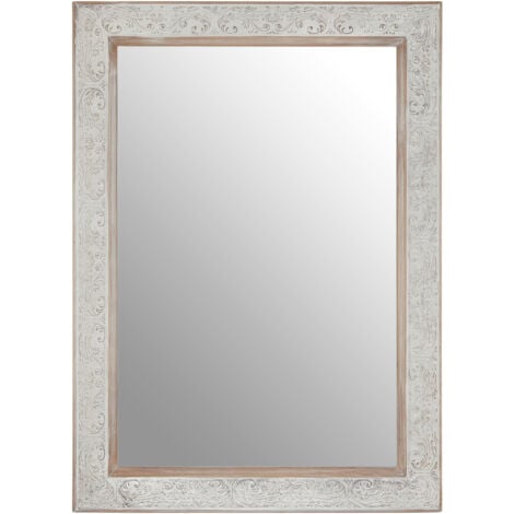 Premier Housewares Rectangular Wall Mirror/ Classic Mirrors For Bathroom / Bedroom / Garden Walls Fancy Wall Mounted Mirrors For Hallway With Metallic Silver Decorative Frame Finish W79 X D3 X H109cm.
