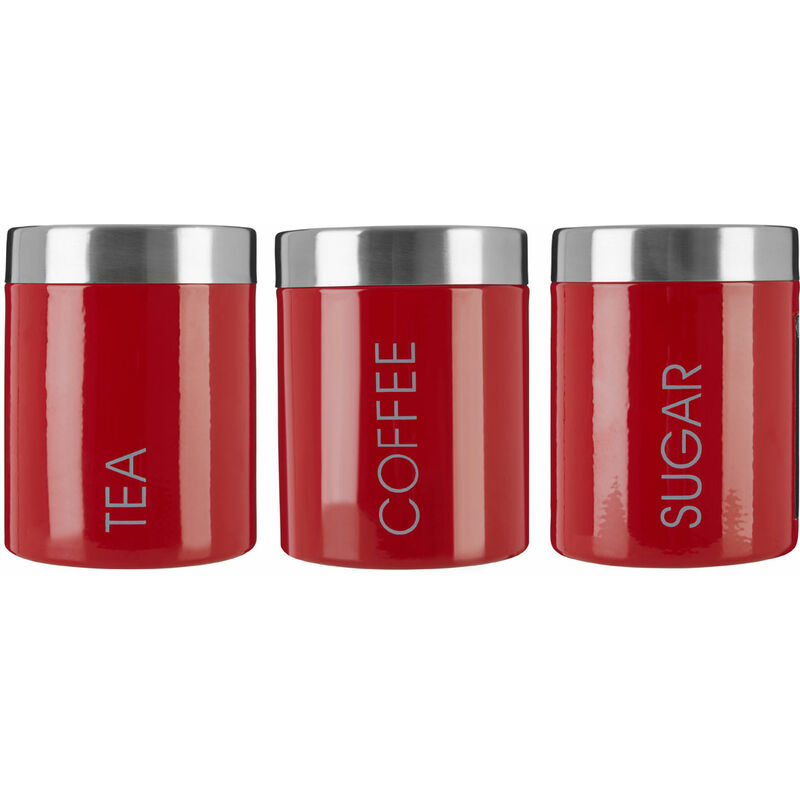 Premier Housewares - Red Enamel Tea Coffee and Sugar Set