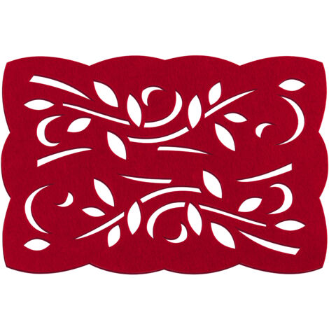 Premier Housewares Red Felt Leaf Design Placemats - Set of 2