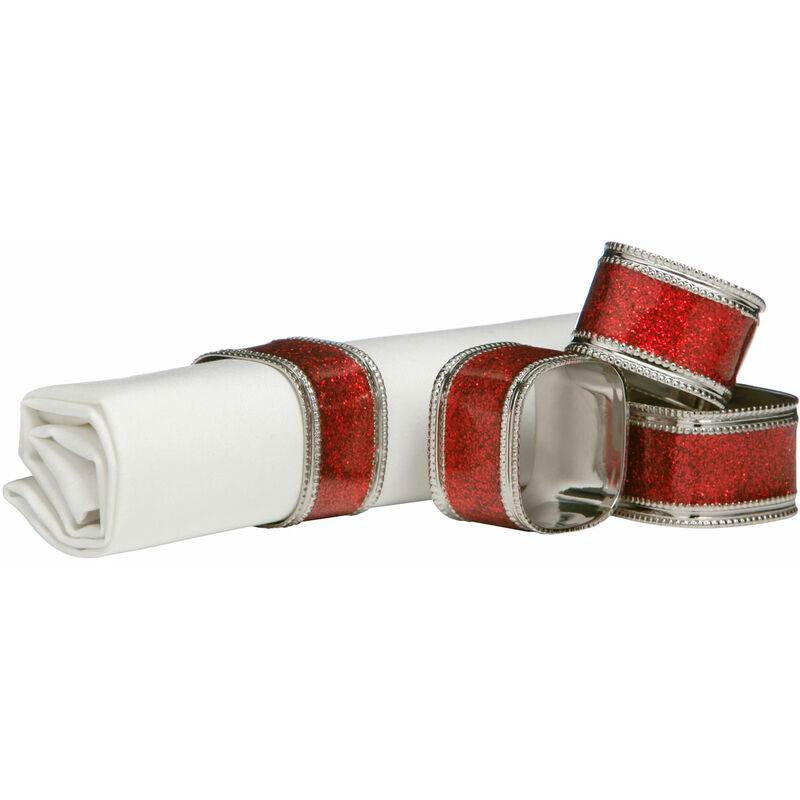 Red Glitter Napkin Ring - Set of 4 - Premier Housewares