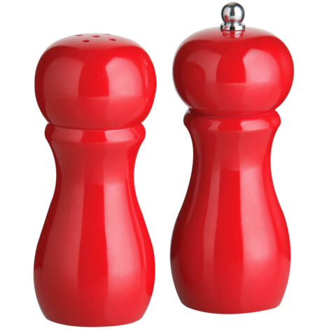 Premier Housewares Red High Gloss Salt Shaker and Pepper Set