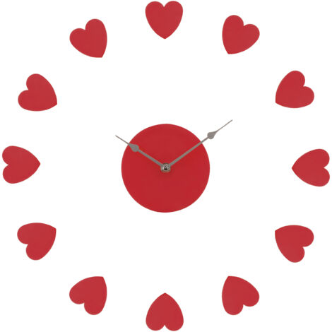 Premier Housewares Red Plastic Heart DIY Wall Clock