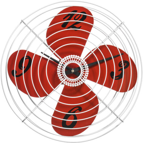 Premier Housewares Red Retro Fan Design Wall Clock