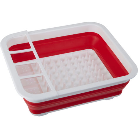 Premier Housewares Red White Collapsible Dish Rack