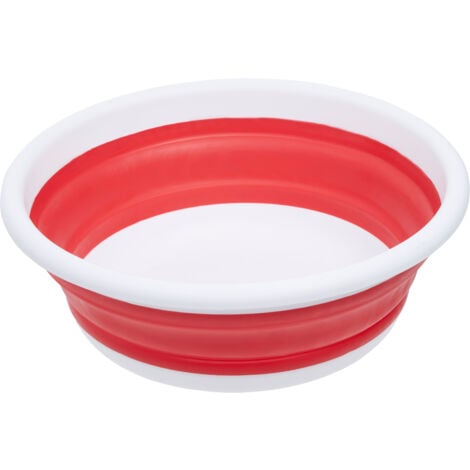 Premier Housewares Red White Collapsible Dish Rack / Cutlery Drainer Round Portable Compact Convenient for Everyday Use w38 x d38 x h14cm