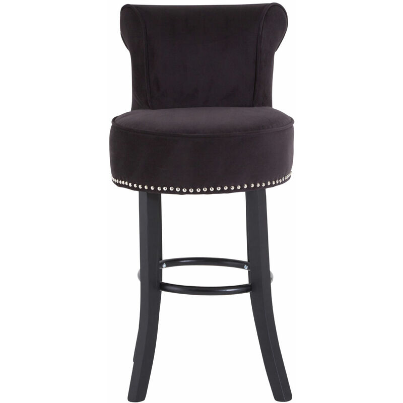 Regents Park Black Velvet Bar Chair - Premier Housewares