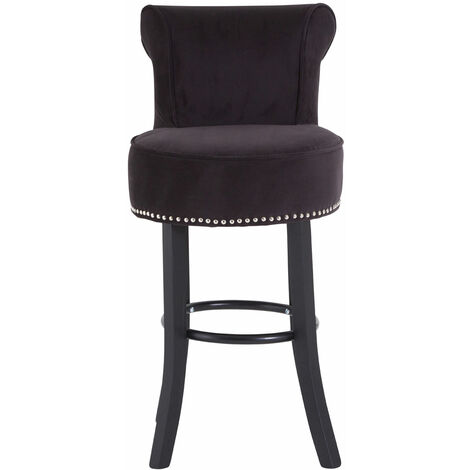main image of "Premier Housewares Regents Park Black Velvet Bar Chair"