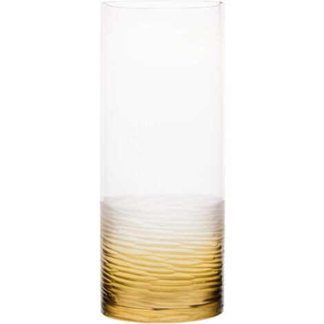 Premier Housewares Room Decor Flower Vase Clear Large Brown Vase Cylindrical Glass Vases For Flowers Black Modern Floor Vase 12 x 12 x 30