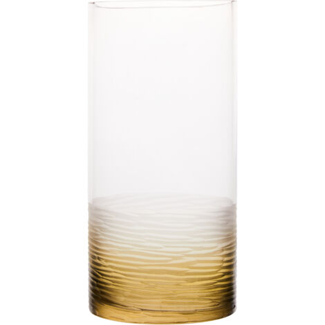 Premier Housewares Room Decor Flower Vase Clear Small Vase Cylindrical  Glass Vases For Flowers Black Modern Floor Vase 12 x 12 x 26
