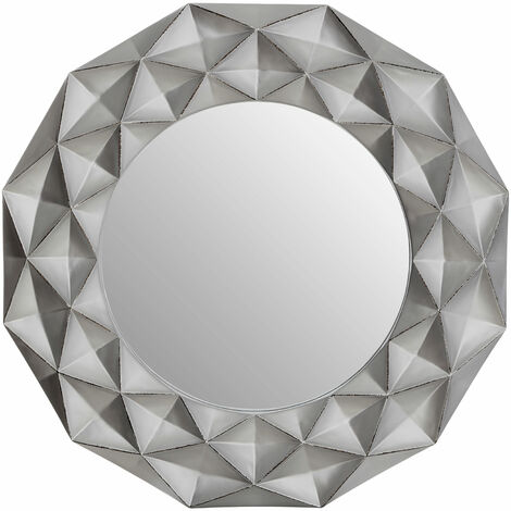 main image of "Premier Housewares Round Wall Mirror/ Classic Mirrors For Bathroom / Bedroom / Garden Walls Fancy Wall Mounted Mirrors For Hallway With Metallic Silver Finish W100 X D6 X H100cm."