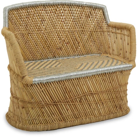 Premier Housewares Rowan Two Seater Natural and Silver Sofa