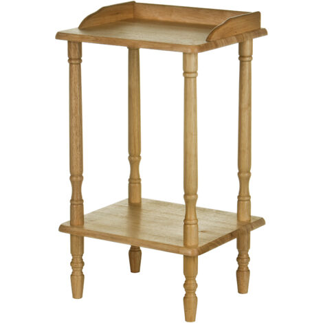 Premier Housewares Rubberwood Rectangle Console Table with Shelves Console Table Narrow Vintage Hall Table Telephone Table 62 X 36 X 29 Cm