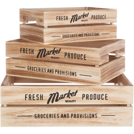 Premier Housewares Rustic Provisions Natural Crates - Set of 3