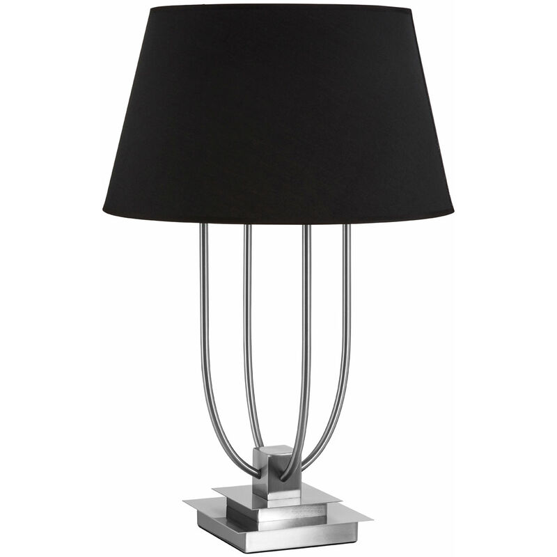 Premier Housewares - Satin Nickel Table Lamp With Black Shade Desk Lamp For Living Room / Bedroom Chic and Contemporary Lamps For Bedroom / Office 45