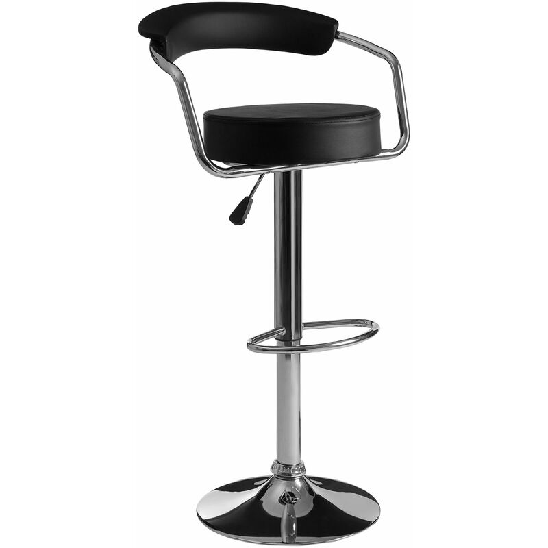 Scala Black Leather Effect Bar Chair - Premier Housewares